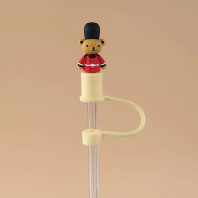 Aranyos rajzfilm szalmatakaró sapka Újrafelhasználható szilikon szalmatakaró levehető légmentes ivóporos sapka fröccsenésálló nyári csésze eszközök