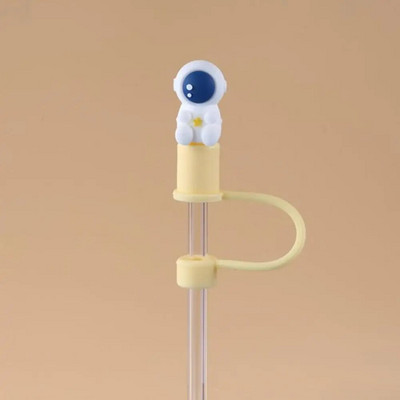 Aranyos rajzfilm szalmatakaró sapka Újrafelhasználható szilikon szalmatakaró levehető légmentes ivóporos sapka fröccsenésálló nyári csésze eszközök