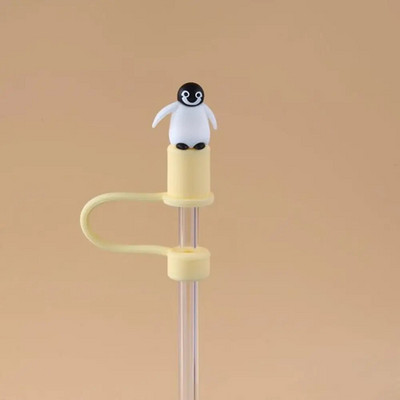 Aranyos rajzfilm szalmatakaró sapka Újrafelhasználható szilikon szalmatakaró levehető légmentes ivóporos sapka fröccsenésálló nyári csésze eszközök