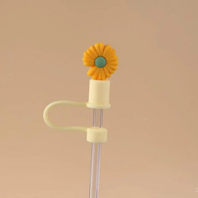 Aranyos rajzfilm szalmatakaró sapka Újrafelhasználható szilikon szalmatakaró levehető légmentes ivóporos sapka fröccsenésálló nyári csésze eszközök