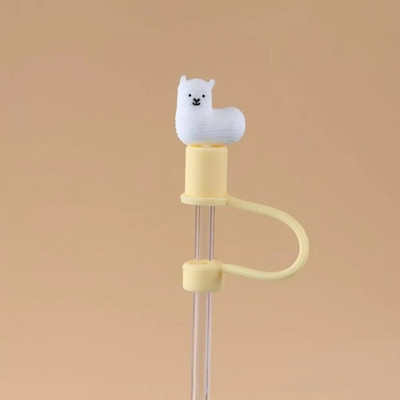 Aranyos rajzfilm szalmatakaró sapka Újrafelhasználható szilikon szalmatakaró levehető légmentes ivóporos sapka fröccsenésálló nyári csésze eszközök