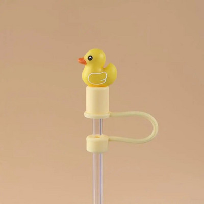 Aranyos rajzfilm szalmatakaró sapka Újrafelhasználható szilikon szalmatakaró levehető légmentes ivóporos sapka fröccsenésálló nyári csésze eszközök