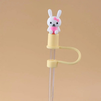 Aranyos rajzfilm szalmatakaró sapka Újrafelhasználható szilikon szalmatakaró levehető légmentes ivóporos sapka fröccsenésálló nyári csésze eszközök