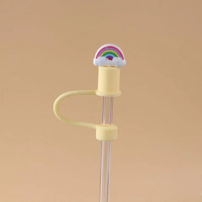 Aranyos rajzfilm szalmatakaró sapka Újrafelhasználható szilikon szalmatakaró levehető légmentes ivóporos sapka fröccsenésálló nyári csésze eszközök