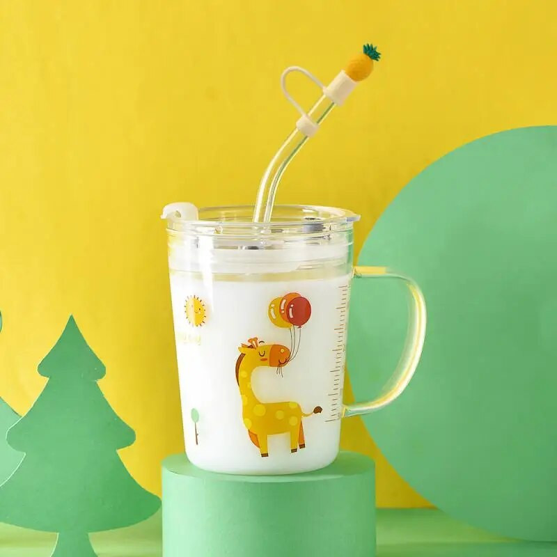 Aranyos rajzfilm szalmatakaró sapka Újrafelhasználható szilikon szalmatakaró levehető légmentes ivóporos sapka fröccsenésálló nyári csésze eszközök