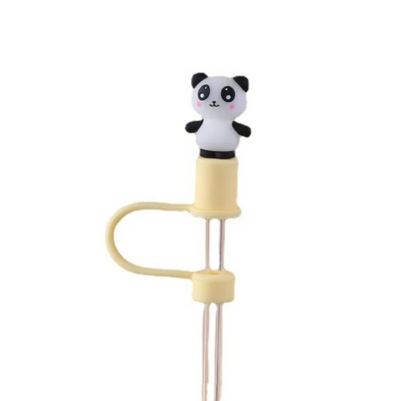 Aranyos rajzfilm szalmatakaró sapka Újrafelhasználható szilikon szalmatakaró levehető légmentes ivóporos sapka fröccsenésálló nyári csésze eszközök