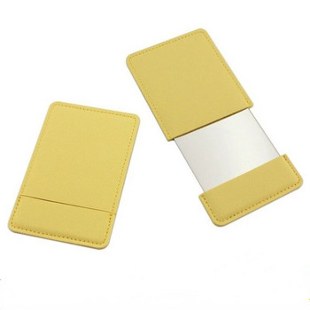 1 ΤΕΜ Φορητή κάρτα σε στυλ Mini Shatter Proof Pocket Cosmetic Mirror PU Δερμάτινο κάλυμμα από ανοξείδωτο ατσάλι Άθραυστο καθρέφτη μακιγιάζ