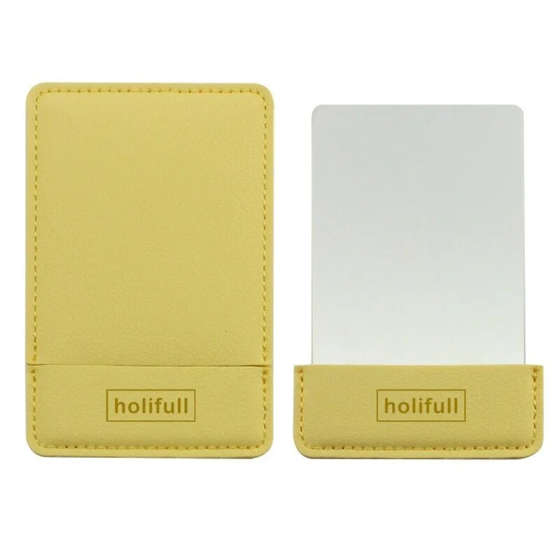 1 ks Prenosné mini vreckové kozmetické zrkadlo v štýle karty, odolné voči rozbitiu, PU kožené poťahy, nerozbitné make-up zrkadlo z nehrdzavejúcej ocele
