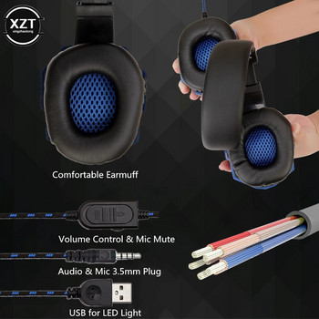 Професионални светодиодни кабелни геймърски слушалки с микрофон за компютър PS4 PS5 Xbox Bass Stereo PC гейминг слушалки Подаръци
