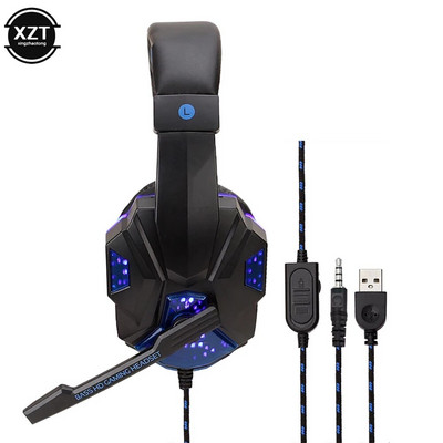 Professzionális Led Light vezetékes játék fejhallgató mikrofonnal számítógéphez PS4 PS5 Xbox Bass Stereo PC Gaming Headset ajándékok