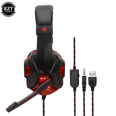 Professzionális Led Light vezetékes játék fejhallgató mikrofonnal számítógéphez PS4 PS5 Xbox Bass Stereo PC Gaming Headset ajándékok