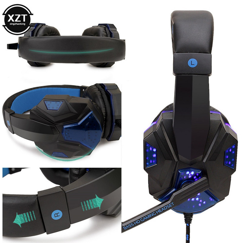 Professzionális Led Light vezetékes játék fejhallgató mikrofonnal számítógéphez PS4 PS5 Xbox Bass Stereo PC Gaming Headset ajándékok