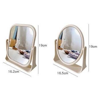 Огледало за грим Дамска настолна стойка Въртящо се огледало Двустранно овално правоъгълно стоящо тоалетно козметично огледало Спалня Общежитие