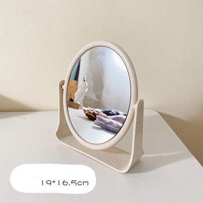 Női sminktükör asztali állvány, forgatható tükör, kétoldalas ovális téglalap, álló pipere, kozmetikai tükör, hálószoba