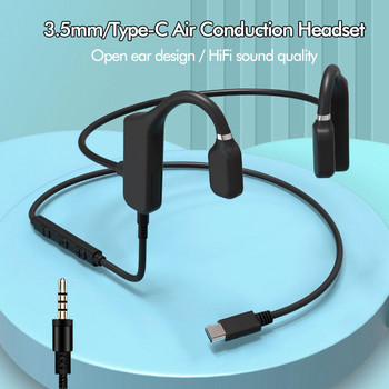 Слушалки с въздушна проводимост от 2-ро поколение с костна проводимост, без кабелни компютърни слушалки за поставяне в ушите с микрофон тип C 3,5 мм за телефон