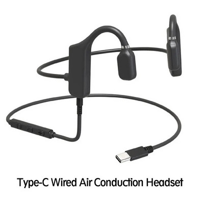 Căști cu conducție osoasă de generația a 2-a cu conducție a aerului, fără căști intraauriculare pentru computer, cu microfon, tip C, 3,5 mm pentru telefon