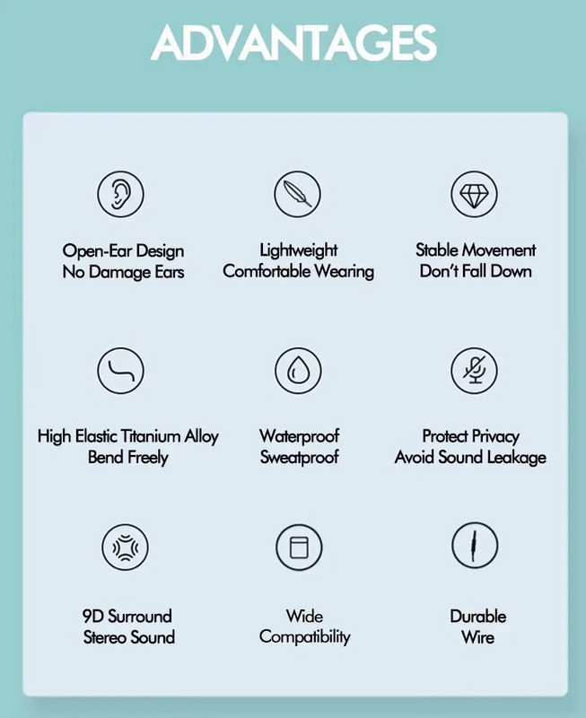 Csontvezető 2. generációs légvezető fejhallgató, nem fülbe illeszthető vezetékes számítógépes fejhallgató C típusú mikrofonnal, 3,5 mm telefonhoz