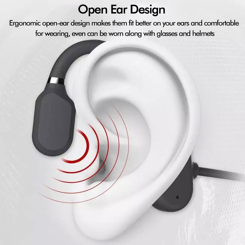 Csontvezető 2. generációs légvezető fejhallgató, nem fülbe illeszthető vezetékes számítógépes fejhallgató C típusú mikrofonnal, 3,5 mm telefonhoz