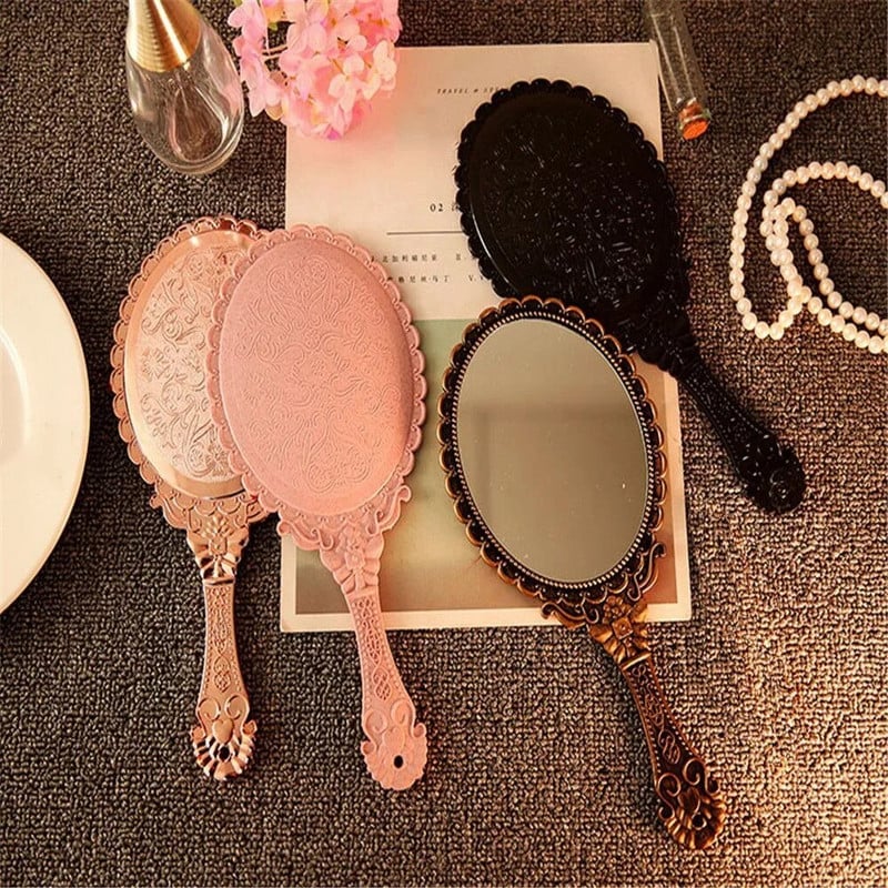 1 τεμ. Μακιγιάζ χειρός Καθρέφτης ματαιοδοξίας ρετρό σκαλιστός καθρέφτης μακιγιάζ Χειρός καθρέφτης συμπαγής καθρέφτης Γυναικεία καλλυντικά καθρέφτες Εργαλεία μακιγιάζ