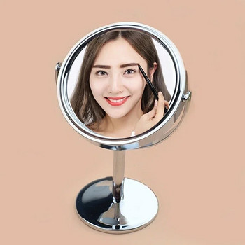 3-инчово увеличение Огледало за грим Въртящо се на 360 професионално настолно козметично метално огледало Двустранна лупа