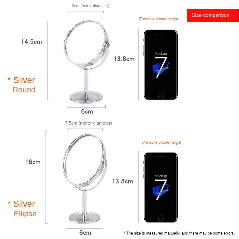 3-tollise suurendusega meigipeegel 360 pöörlev professionaalne lauaarvuti kosmeetiline metallist peegel kahepoolne luup