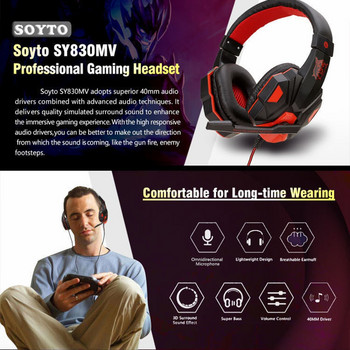 Ακουστικά παιχνιδιών 3,5 mm Ενσύρματο gaming Bass Stereo Over-Head Earphone with HD Microphone for PC Laptop Computer PS4 Xbox