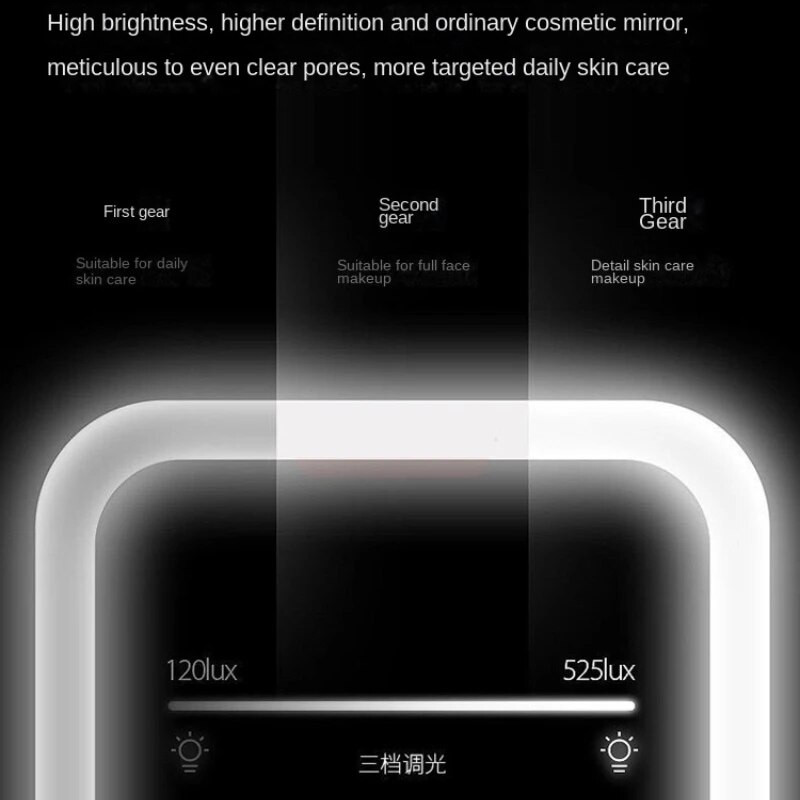 LED érintőképernyős sminktükör összecsukható tükör megvilágított sminktükör 3 színű fénymódok USB újratölthető kozmetikai tükör eszközök