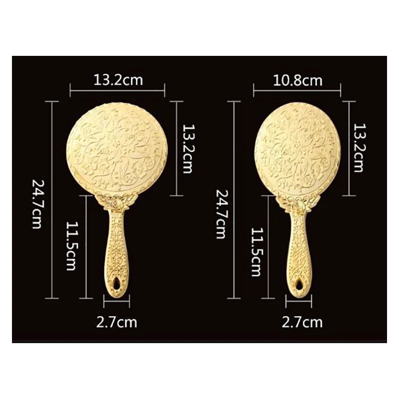 Retro faragott fém sminktükör hordozható kézi európai stílusú hiúsági kézi tükör SPA szalon fogantyú kompakt kozmetikai tükrök