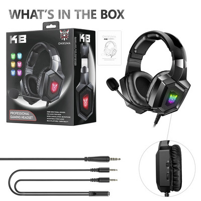 Vezetékes, fülön keresztüli játékfejhallgató, zajszűrő 3,5 mm-es játékfejhallgató mikrofonnal számítógépes PC Gamer összecsukható PS4/PS5-höz