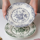 Vintage rózsa kerámia tányér európai stílusú nyugati ételek tésztaételek vacsora tányérok saláta desszert tál Háztartási művészeti étkészlet