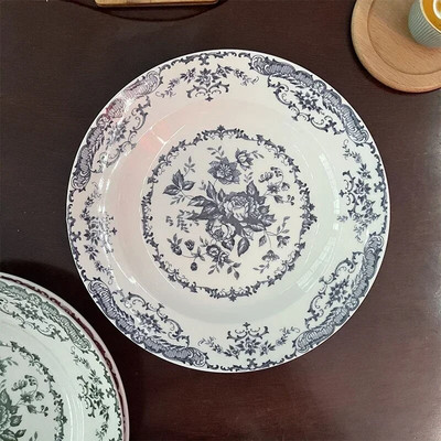 Винтидж керамична чиния с роза Европейски стил Западна храна Ястия с макаронени изделия Чинии за вечеря Салата Десерт Ястие Домашно изкуство Сервии