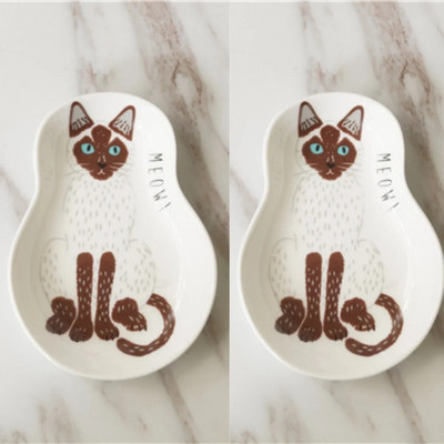 Керамична чиния за десерт със сос в японски стил Съдове за хранене Творчески сладък анимационен модел Котка с късмета Форма на водна капка Плодове Чинии за суши