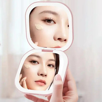 Компактно LED огледало за грим със светлина 1X/3X увеличително джобно преносимо сгъваемо козметично огледало за пътуване Подаръци за жени