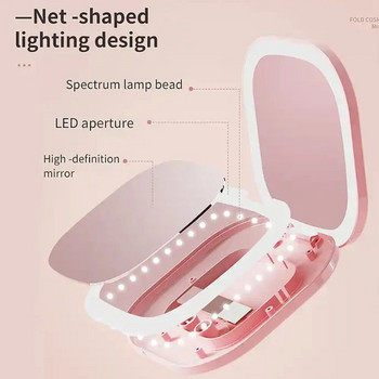 Компактно LED огледало за грим със светлина 1X/3X увеличително джобно преносимо сгъваемо козметично огледало за пътуване Подаръци за жени