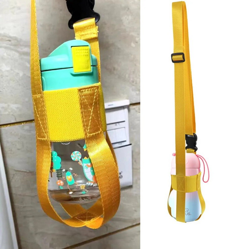 Hordozható kereszttestű vizespalack táska utazópohár tárolótáska védőburkolat egyszínű függő termosz palacktartó