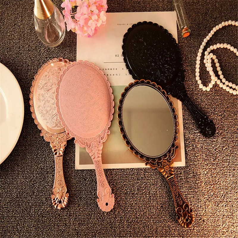Retro faragott sminktükör hordozható kézi sminktükör sminktükör kézi tükör SPA szalon kompakt tükör női kozmetikai tükrök