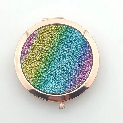 Ρετρό χρυσός μεταλλικός καθρέφτης τσέπης Συμπαγείς καλλυντικοί vintage καθρέφτες Χρυσό κρύσταλλο φορητό μακιγιάζ Vanity Beauty Tools