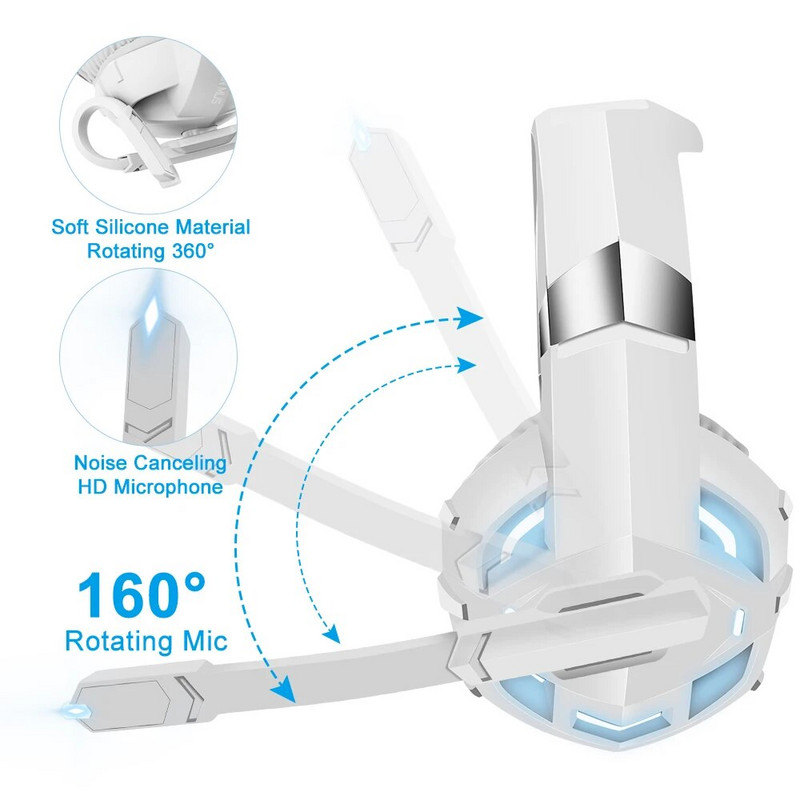 Új Super Bass Headset Gamer Fejhallgató Számítógép PC, Fül felett 9D Sztereó Telefonos Gaming Headset Mikrofonnal PS4 PS5 XBOX-hoz