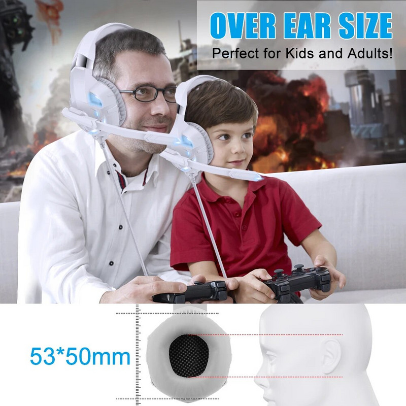 Új Super Bass Headset Gamer Fejhallgató Számítógép PC, Fül felett 9D Sztereó Telefonos Gaming Headset Mikrofonnal PS4 PS5 XBOX-hoz