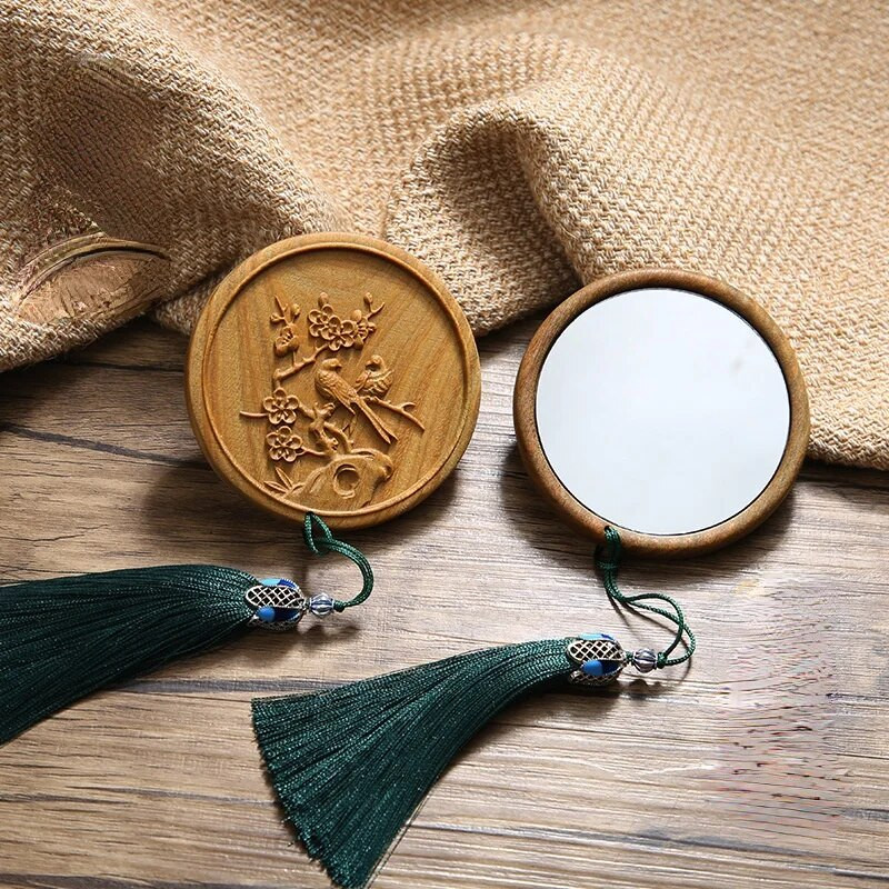 Φορητά χειροτεχνήματα Φορητός καθρέφτης μακιγιάζ Γυναικείος μικρός καθρέφτης Στρογγυλός καθρέφτης κινέζικο στυλ Καλλυντικός καθρέφτης γάμου προίκα