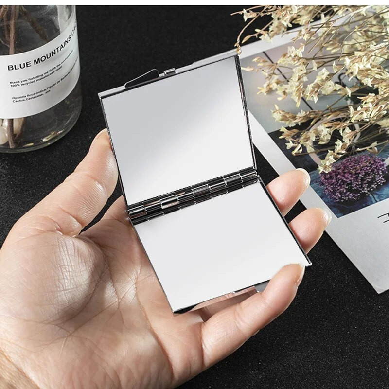 Mini zsebes kozmetikai sminktükör kristályvörös ajak, kétoldalas, összecsukható kompakt tükör, karácsonyi ajándék