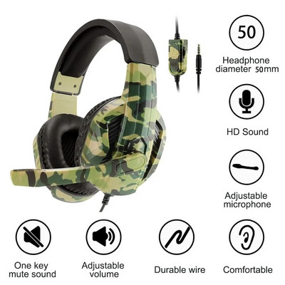Кабелни слушалки за игри с микрофон за компютър PS4 PS5 Xbox Bass Stereo Game Headset 3.5MM слушалки за PC Мобилен телефон