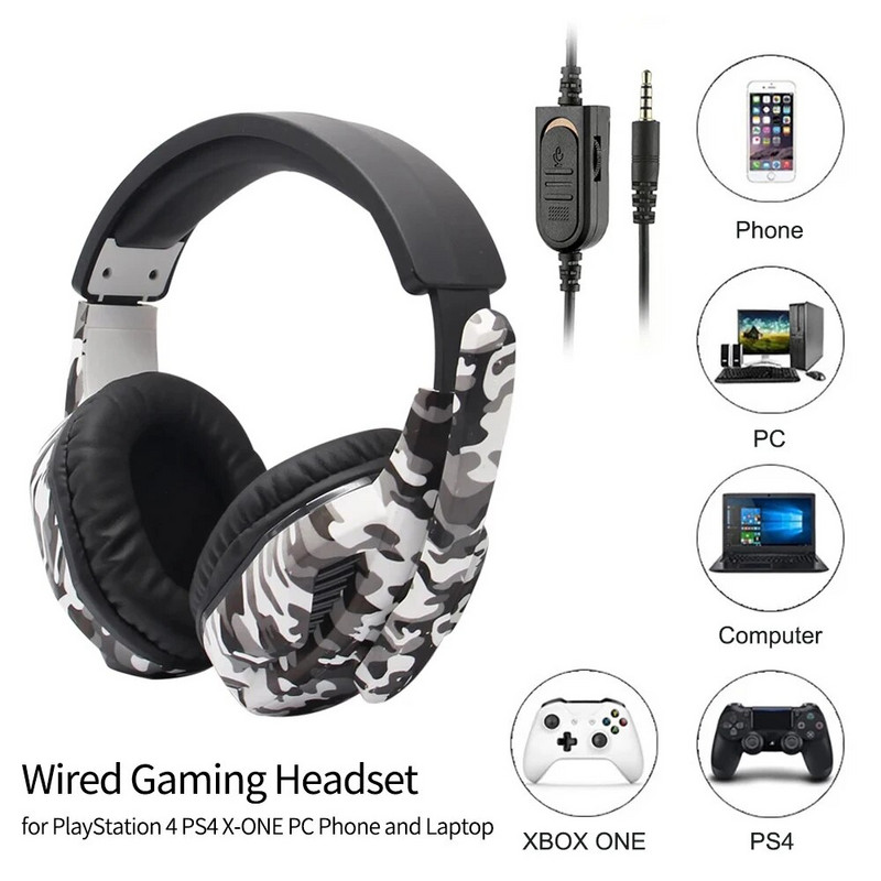Vezetékes játékfejhallgató mikrofonnal számítógéphez PS4 PS5 Xbox Bass Stereo Game Headset 3.5MM fülhallgató PC mobiltelefonhoz