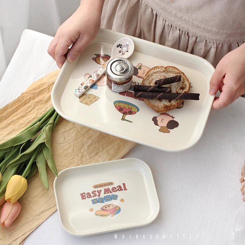 Aranyos amin rajzfilm reggelire Gyümölcstálca Asztali apróságok Tárolás Harapnivalók Ékszertálca Pózoló lövés dekoráció