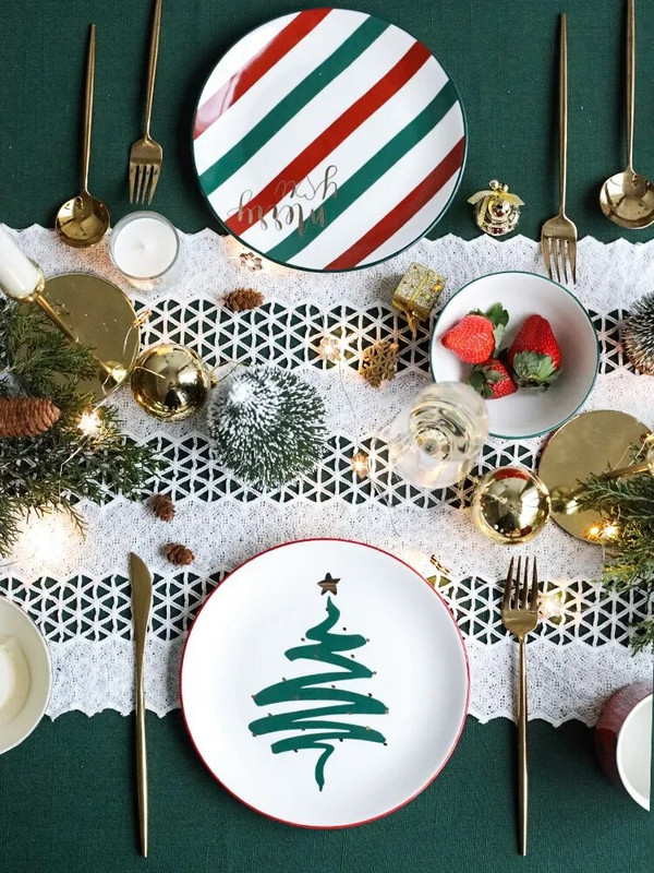 2023 karácsonyi kerámia edények otthoni kreatív személyiség desszert edények készlet aranyos kis edények étkészlet.