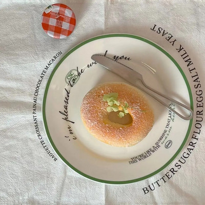 Prancūzų INS žalios linijos lėkštė raidė Keraminė lėkštė daržovių lėkštė Namų pusryčių lėkštė Desertas vakarietiškas pietus Puikūs stalo reikmenys