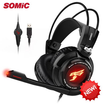Somic G941 Gaming Headset 7.1 Sound Vibration Amplify Sound Headphone with Mic Led Light για φορητό υπολογιστή Ps5 Ps4 Pc