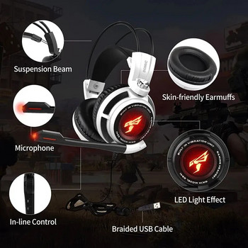 Somic G941 Gaming Headset 7.1 Sound Vibration Amplify Sound Headphone with Mic Led Light για φορητό υπολογιστή Ps5 Ps4 Pc