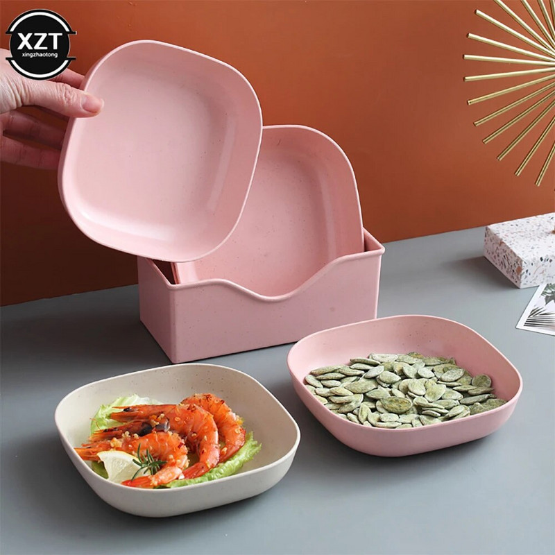 Evőeszköz készlet Köpködő csontos edény háztartási 6 hüvelykes műanyag kis edény Sós zöldséges uzsonna süteménytál Gyümölcstányér Szemetestál