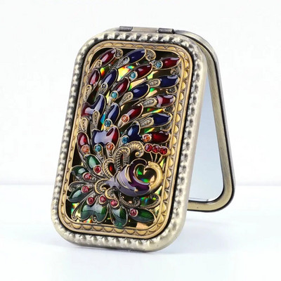 Mini Vintage sminktükör kétoldalas luxus Relievo összecsukható zsebes tükör lányoknak utazó hordozható kézi sminktükrök